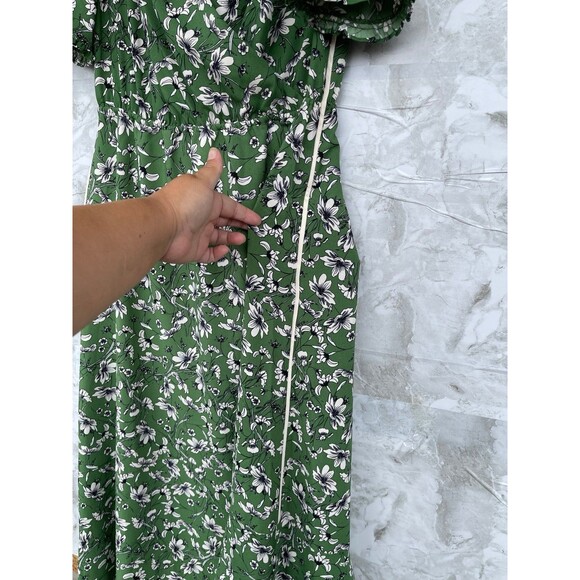 ME+EM GREEN/WHITE FLORAL MAXI DRESS, WRAP DETAIL. Size UK8/USA 4 - Picture 7 of 13